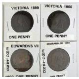 (4) 1899-1905 British Lg. Cents, Edwards/Victoria