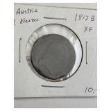 1812-B Austria 1 Kreuzer, XF, Bent