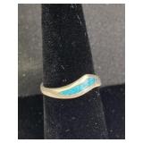 925 Silver & Crushed Turquoise Stone Ring