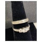 Pair of 925 Silver & Cubic Zirconia Rings
