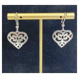 925 Silver Open Heart French Loop Earrings