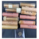 (12) Rolls of Copper Pennies + 1859 Indian Cent