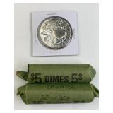 (2) Rolls 1968 Canada Dimes + 96