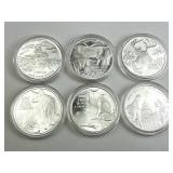 (6) 2013-2018 Texas Precious Metals 1oz Rounds