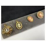 (4) Assorted Vintage Cameo Pendants/Pins