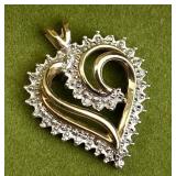14KT Gold & Diamonds Heart Pendant