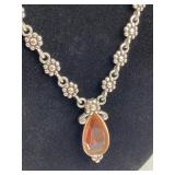 Brighton Flower w/ Pink Stone Necklace