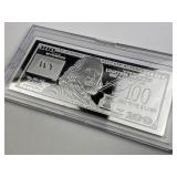 1oz Silver $100 Bill State Bar, WY Wyoming
