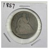 1857 Seated Liberty Silver Half Dollar, U.S. 50c