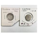 1929 & 1951 Canada Silver Dimes