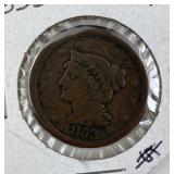 1853 Braided Hair Large Cent, U.S. 1c, VG
