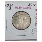 1930-S Standing Liberty Silver Quarter, U.S. 25c