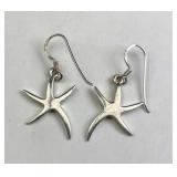 925 Silver Starfish Design Earrings, French Loop