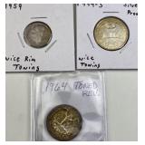 (3) Toned Silver US Coins