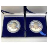 (2) 40% Silver Kennedy Halves, Colorized in Displa