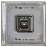5g Geiger Square .999 Silver Bar w/ Assay