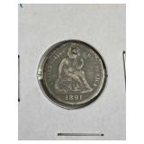1891 Seated Liberty Silver U.S. Dime