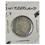 1883 Switzerland 10 Rappen Silver Coin