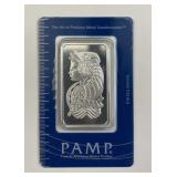 1oz Silver Bar, Pamp Suisse .999 in Assay Card