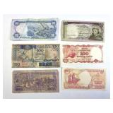 (6) Pieces Assorted World Currency