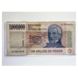 Vintage Argentina 1 Million Pesos Note