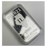 1oz Buffalo Chief Style State Silver Bar, IL