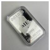 1oz Buffalo Chief Style State Silver Bar, ME