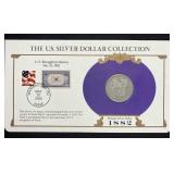 1882 Morgan Silver Dollar, Carded w/ Stamp