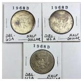 (3) Error JFK 40% Silver Half Dollars