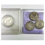 (4) Silver 6 Pence Coins