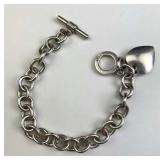 Heavy 925 Silver Heart Toggle Bracelet