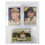 Three 1952 Topps Baseball Cards