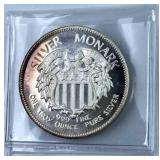 1oz Troy Silver Vintage Monark Round .999
