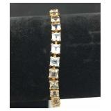 14K Gold Square CZ Stone Tennis Bracelet, 7.5"