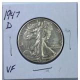 1947-D Walking Liberty Silver Half Dollar