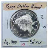 1oz Silver .999 Peace Style Round, Bullion