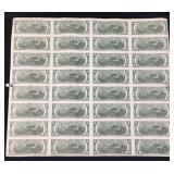 (32) Note Uncut Sheet 1976 $2 Bills, Wow!