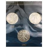 Last Three Walking Liberty Silver Half Dollars