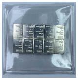 (10) 1g Silver Bars, Valcambi Suisse .999