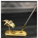 Crystal Delight 24K Plated Crystal Eagle Pen Holde