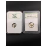1960-D NGC Sample Rosy Dime + 1965-P SMS70