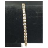 14K Yellow Gold CZ Tennis Bracelet, 7.25"