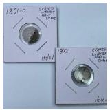 Pair of Holed Silver Half Dimes 1800s