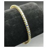 14K Yellow Gold Tennis Bracelet w/ Sapphires