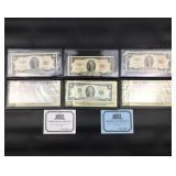 (3) $2 Red Seal Bills + (1) Green Seal in Folios