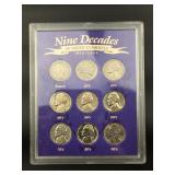 1910-1990 Nine Decades of American Nickels Set