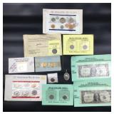 Large Carded Collection of Currency & Coins