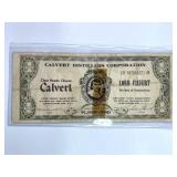 Vintage Novelty Calvert Distillers 1 Million Note