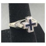 925 Silver Cross Flip Ring