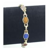 925 Silver Scarab Beetle Stone Bracelet